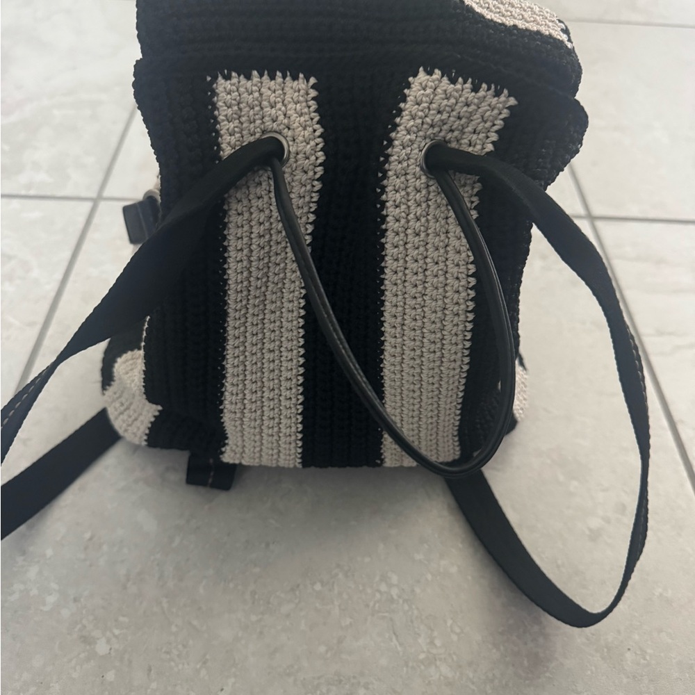 The Sak Black and White Striped Sayulita crochet Backpack - Picture 16 of 16